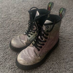 Kids Metallic Boots doc Dr Martens glitter sz 13c